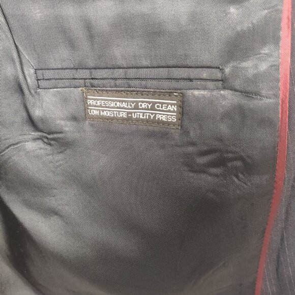 Men's Stafford Dark Blue Pinstripe Suit Jacket - Picture 5 of 6
